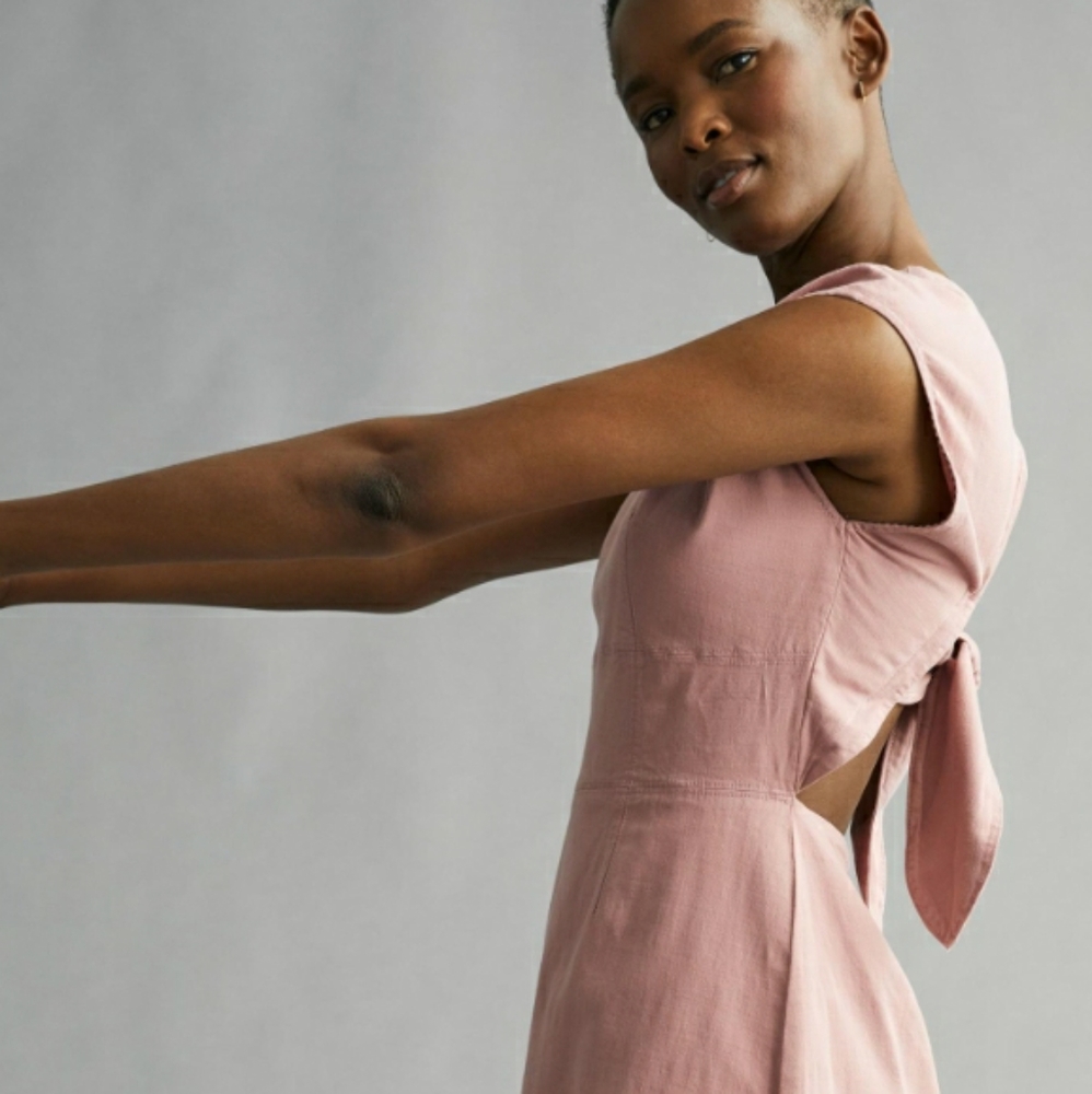 Anthropologie Utility Tie Back Mini Dress - Picture 3 of 12